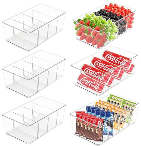 AIYULONG 6er set Kühlschrank Organizer, Küchen Organizer mit Fächern, Schubladen organizer Küche Stapelbare Lebensmittel aufbewahrungsbox für Teebeutel,Gewürze,snack
