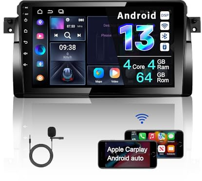 Amaseaudio 9 Android 14 Car Stereo for BMW E46 3 Series 1999-2004, wireless carplay android auto, DSP+, support GPS navi Wifi Bluetooth 5.0