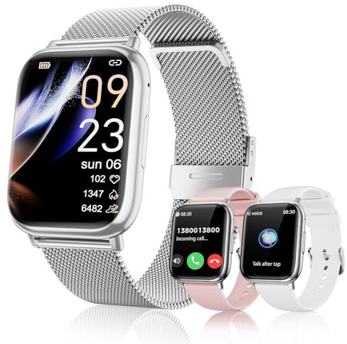 Smartwatch donna, 1,83 Orologio bluetooth con Effettua/Risposta Chiamate,113+Sportive Smart watch Contapassi/24H Cardiofrequenzimetro/Sonno/SpO2, IP68 Fitness Tracker per Android iOS(Argento)