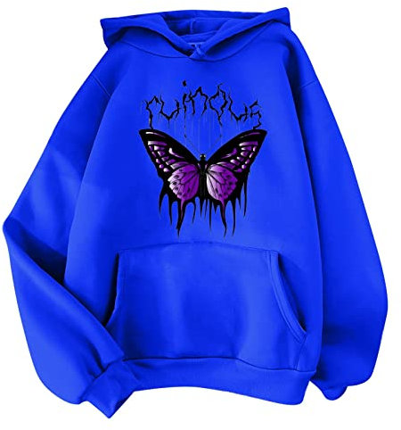 Sweat Plaid Femme Polaire Gilet Hiver Femme Chaud Sweat-Shirt à Manches Longues imprimé pour Femmes Chemisier Pull Couleur Unie à Capuche Pull Grande Taille Rose Sweet Femme Capuche Rose (Blue, XXL)
