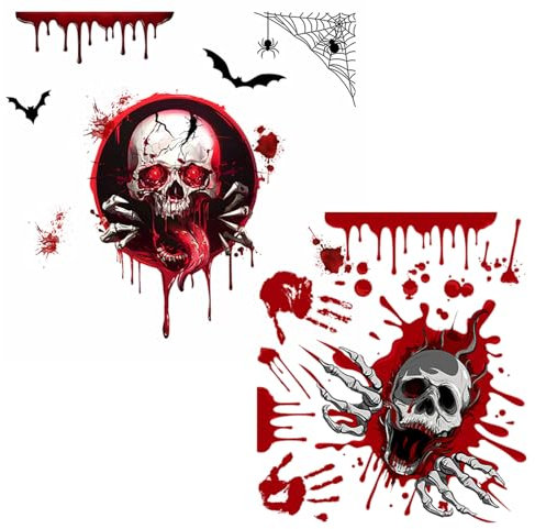 HIMKI Halloween Toilettenaufkleber 2 Stück Wc- Sitz Aufkleber Skelett Tropft Blut Horror Aufkleber Toilettendeckel Sticker Selbstklebend Halloween Aufkleber auch als Türaufkleber Fenstersticker