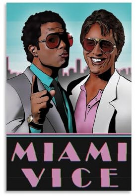 LISHDUNS Miami Vice Filmposter, Schlafzimmer, Wohnzimmer, Wanddekoration, Poster, Ästhetik, Art-Deco, 50 x 75 cm, ungerahmter Stil