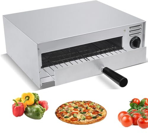 Llchaensc Forno Pizza Professionale, 1400W Forno per Pizza Elettrico in Acciaio Inox con 30X34.5Cm Pietra Refrattaria per Pizza, 120Min Timer