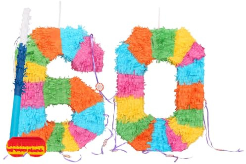 Fax Potato 60. Geburtstag-Piñata-Set mit Stab und Augenbinde - Blauer Stick - Mexikaner Kinder Mädchen Jungen Geburtstagsfeier Parteien Spiele Dekorationen Bausatz