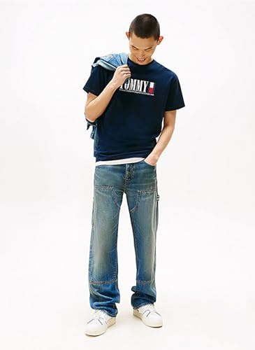 Tommy Jeans Herren T-Shirt Kurzarm Flag Tee Regular Fit