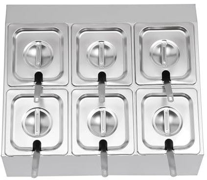 OZLCUA Jam Jars Spice Rack Shelf Stainless Steel 6 Pan Organizer Stand Store Seasoning Jam Sauce Preserve Pots