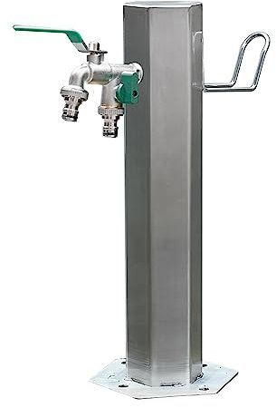 Fontaine à colonne d'eau de jardin en acier inoxydable avec support de suspension pour tuyau, décoration extérieure et besoins d'arrosage