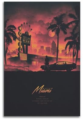 GBHEVEWV Hotline Miami Spiel-Poster, dekoratives Gemälde, Leinwand, Wandposter und Kunstdruck, moderne Familienschlafzimmer-Dekoration, Poster, 50 x 75 cm