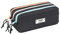 Viquel - Trousse Scolaire Teknik noire pour Enfants - en Polyester 600D Résistant - 3 Compartiments, 3 Zips de couleur et Cordelettes - Patch Décoratif - Noire