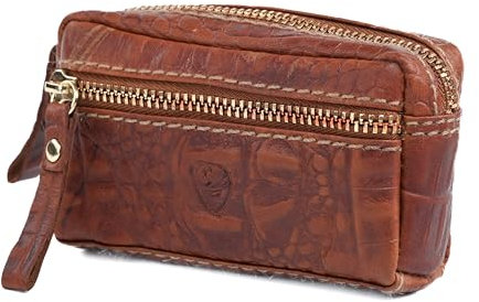 GERMANUS Schlüsseletui Schlüsselmäppchen Schlüsselanhänger 4051, Leder (Braun Croco)