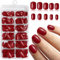 LunarCharm 240 pièces d'ongles carrés courts à presser ongles artificiels courts à presser carrés rouges sur ongles complets couverture faux ongles