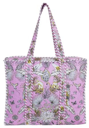 INDACORIFY Bolso de hombro 100% algodón, bolso de mano para mujer, bolso de compras reversible y de comestibles, elegante bolso de viaje estampado, regalo para ella