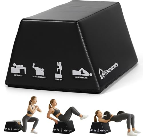 WARMOUNTS Hip Thrust Bench, Multifunktionales Hip Thrust Machine für Krafttraining, Gesäßbrückenbox mit Griff, Anti-Rutsch-Pad und glattem Rand-Design, für Zuhause und Fitnessstudio