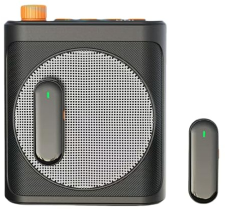 PAGJHRFJG Wireless Lavalier Microphone Portable Voice Amplifier with 2 Mic, Rechargeable Speaker for Classroom, Meetings, Speeches