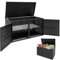 GiantexUK 330L Garden Storage Box, Weatherproof Rattan Deck Box with 2 Shelves, Pneumatic Rod & Handles, Outdoor Utility Chest Container for Patio Poolside Cushions Pillows Tools Toys (Black)