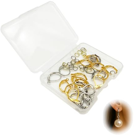 48 Stück Ohrringhaken, Ohrring Haken 24 Karat vergoldet Plattierte& Edelstahl, 925 Sterling Silber Plattierte Ohrhaken,Elegante französische Hebelrücken Ohrhaken für DIY Schmuckherstellung, in Gold u