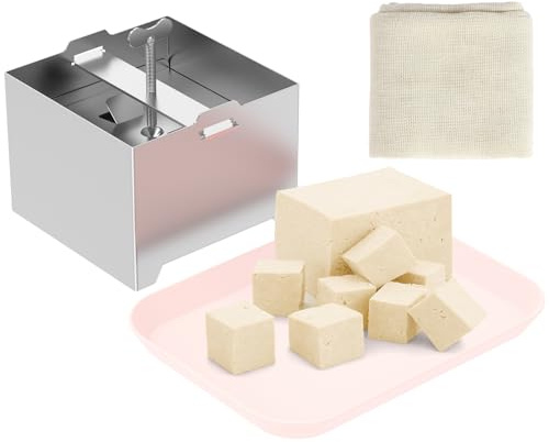 Gatphy Tofupresse in Acciaio Inox 500g Paneer Maker con Regolazione della Pressione e 1 Ciotola 1 Panno da Formaggio per Tofu Paneer Fatto in Casa(500g)