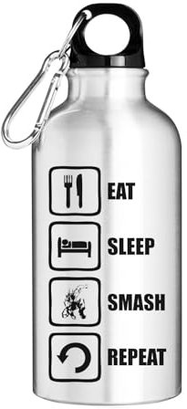 Eat Sleep Smash Repeat All Might Tourist Water Bottle Silver