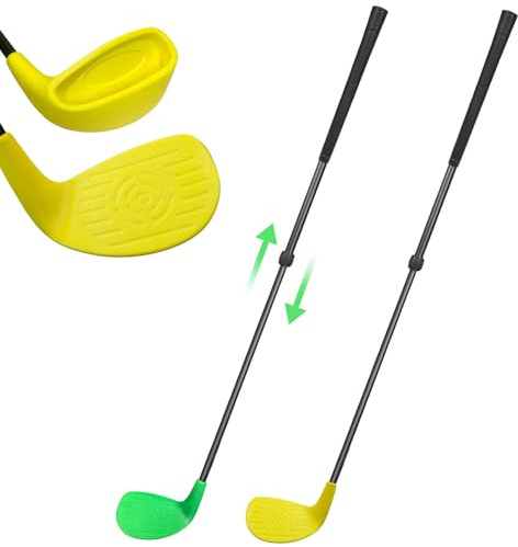 KOFULL Verstellbarer Golfschläger für Hinterhof, Eimer, Spiel, Golf-Chipper mit übergroßem Schlägerkopf, Kunststoff-Schaumbälle, für drinnen und draußen, Übungsgeschenke, rechte Hand, 2 Stück