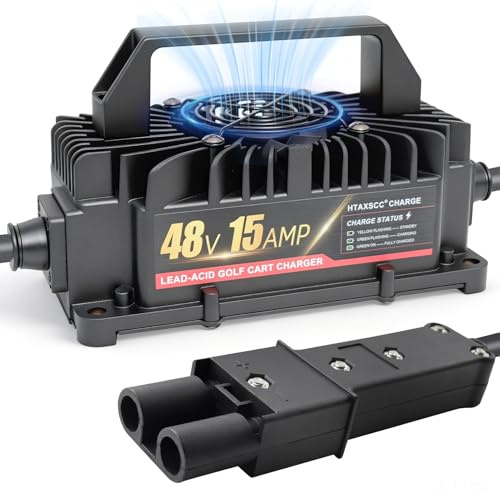 HTAXSCC 15 Amp 48 Volt Golf Cart Battery Charger for Yamaha G19-G22 with 2-Pin Plug