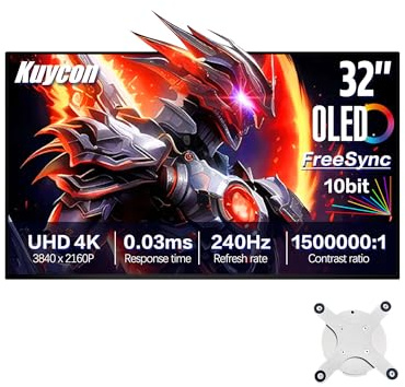 Kuycon Q32S 31,5-Zoll-4K-UHD-QD-OLED-Gaming-Monitor | 240 Hz Bildwiederholfrequenz | HDR1000 | 100 W Typ-C-Stromversorgung | AMD FreeSync Pro | G-SYNC-kompatibel (Wabenstruktur – ohne Ständer)