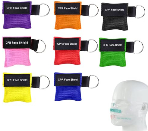 8 Stück Erste Hilfe Beatmungsmaske mit Schlüsselanhängern,Tragbare CPR Maske Face Shield,Erste Hilfe Beatmungsmasken für Erwachsene und Kinder,Taschenmaske für Erste Hilfe oder AED Training