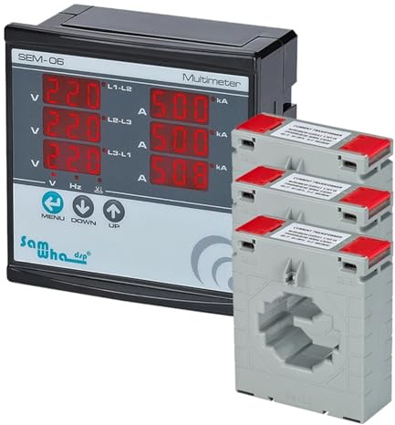 Samwha-dsp SEM-06 multimètre numérique, volts triphasés (LL), (LN), ampère, fréquence, panneau d'affichage de séquence Phase 12 en 1(3CT 1000A)