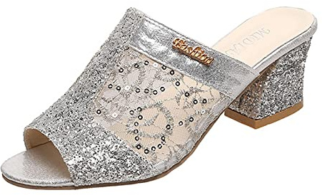 Cocila Sandali Da Donna Con Tacco Alto Eleganti Scarpe Estive Stringate Traspiranti Alla Casual Grosso Argento Cerimonia Bassi Spogliarellista Tacchi Sandalo Slingback Bianchi Borchie Basso