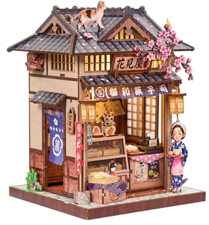ETKVR Miniatur Puppenhaus Kit, DIY Mini Haus für Erwachsene, 3D Holz Puzzle | Japanisches Desserthaus Booknook Diorama 3D Puzzle,Dekoration für Zuhause und Bücherregal, Geschenke für Familie Freunde