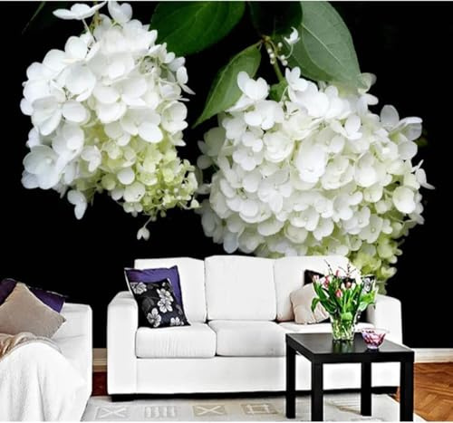 Schlicht Frisch Schön Weiß Hortensie 3D Tapeten Tapete Luxus Home Esszimmer Fototapete Effekt Wohnzimmer Schlafzimmer Kinderzimmer-400cm×280cm