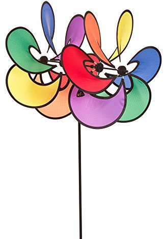 HQ Design Windspiration - Flower, UV-beständige und wetterfeste Windspiel Deko für Garten, Terrasse und Balkon - Windrad inkl. Standstab (Paradise Flower Duett Rainbow)