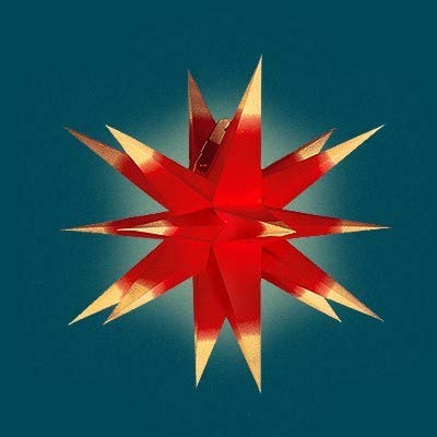 Angebot: Annaberger Faltstern - Weihnachtsstern - Rot-Gelb 60cm mit Beleuchtungsset Erzgebirge