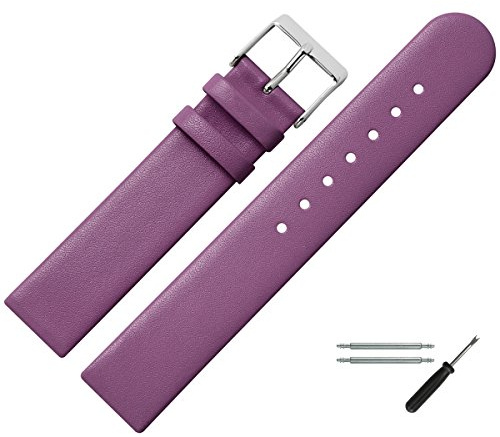 MARBURGER Uhrenarmband 12mm Leder Lila Silber - Montage Set 7611255000120