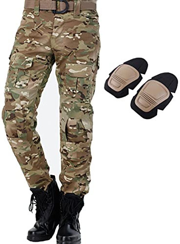JOYASUS Paintball BDU Taktische Hosen Airsoft Hosen Multi-Tasche Diensthosen mit Knieschützer XXL, Cp