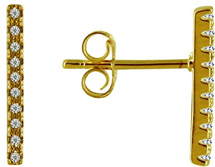 LES POULETTES BIJOUX - Vergoldet Ohrringe Nägel Groß Strass Streifen