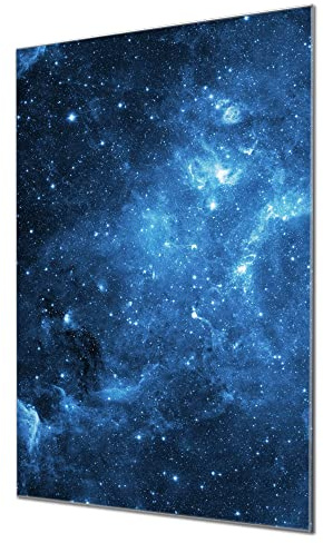 banjado Glas-Memoboard 30x45, beschreibbare Magnetwand für Notizen | Magnetische Glastafel für Notizen und Fotos, mit Motiv Universum flexibel nutzbar