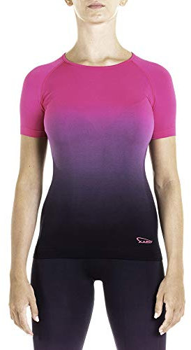 XAED, maglietta sportiva da donna, colore nero/fucsia, taglia S
