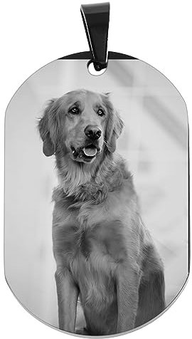 Akzent Ketten-Anhänger Dog Tag Gravur personalisierbar Text und Fotogravur Jahrestag Wunschgravur 5020066 (Schwarz)