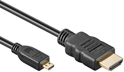 PremiumCord 4K High Speed Cavo HDMI A a HDMI Micro D M/M, 4,95 Gbit/s, Compatibile Video 4K@30Hz, Full HD 1080p, Deep Color, HDCP, HDR, Connettori Placcati Oro, Nero, 3 m