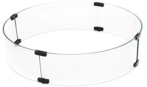 Hiland AWS-RND22 Pare-Vent en Verre pour brasero 55,9 cm, Petit, Transparent