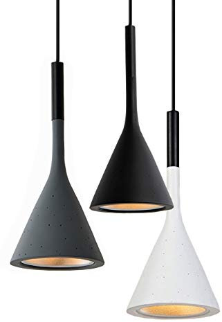 Vecys Lámpara Colgante E27 Lámpara Araña Embudo Resina Imitación Cemento, Lamparas de Techo Colgantes Modernas para Oficina, Restaurante, Cafetería, Bar, hotel, Restaurante Ligero(Gris)