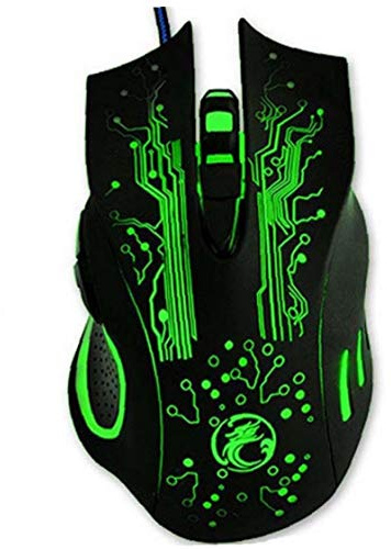 Lankater X9 Souris Gamer 5000dpi LED USB Optique Filaire Professionnel Ergonomique Verte