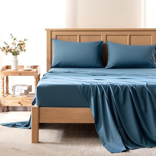 Comfort Spaces Kühltücher für King-Size-Betten, feuchtigkeitsableitende Coolmax-Laken, weich, farbecht, kühlendes Bettlaken für heiße Schläfer, elastische Tiefe Tasche für Matratzen bis zu 40,6 cm,
