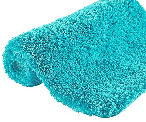 Cumay Tappetino da bagno assorbente, tappetino doccia posteriore in gomma antiscivolo, kit accessori tappetino da bagno per bambini (Blu Verde, 40X60CM)