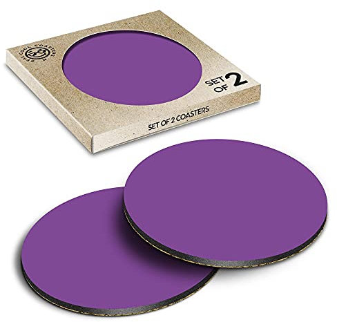 2 x Eco Boxed Cork Coasters - Deep Azure Purple Blue Colour Block Drink Cup Mug Glass Table Mat #44858