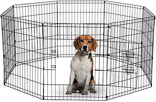 Doggy Style 8 Panel Playpen Suitable for Dogs Puppies Cats & Rabbits Foldable Ideal for Indoor Outdoor use Puppy Play Pen (Medium, 8 Panel Light/Sml Door/Black)