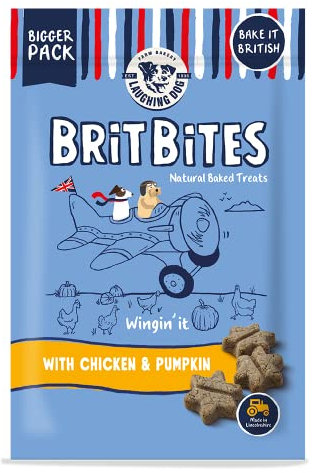 Laughing Dog - Brit Bites - Grain Free Naturally Oven Baked Dog Treats with Chicken & Pumpkin - 175g