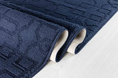 GULLAMBO Door Mat - Non Slip Door Mats Indoor Washable For Tiles Lino lamination Wood Flooring - Washable Front Door Mat Inside, Super Absorbent - Kitchen Door Mats Rugs (Navy Siam, 40cm x 60cm)