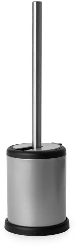 Blue Canyon Santorini Mini Toilet Brush & Holder for Bathroom, Flexible Toilet Bowl Plastic Brush Head for Deep Cleaning, Compact Size, Elegant Design – Silver