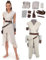 Heodols Damen Rey Kostüm Jedi Rey Erwachsene Outfits Rey Skywalker Cosplay Anzüge Halloween Kostüme Kleid (Größe L, Weiß A)